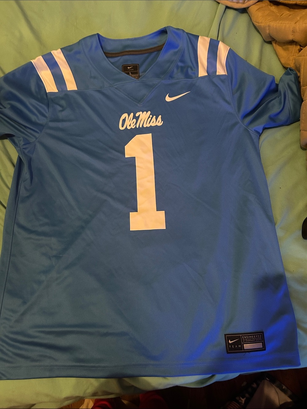 Nike Blue Ole Miss #1 Football Jersey with White Accents